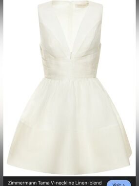 Zimmermann Cream V-Neck Fit-and-Flare Mini Dress